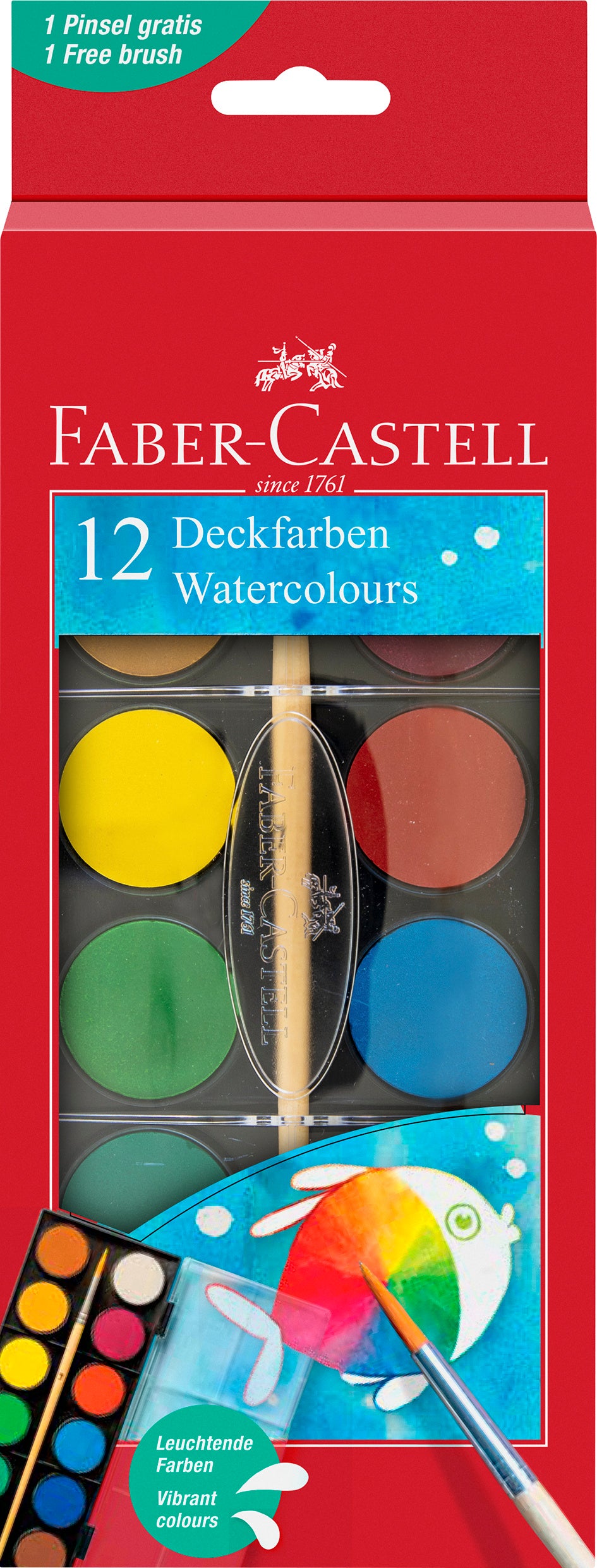 ACUARELE 12 CULORI 30MM + PENSULA 2023 FABER-CASTELL