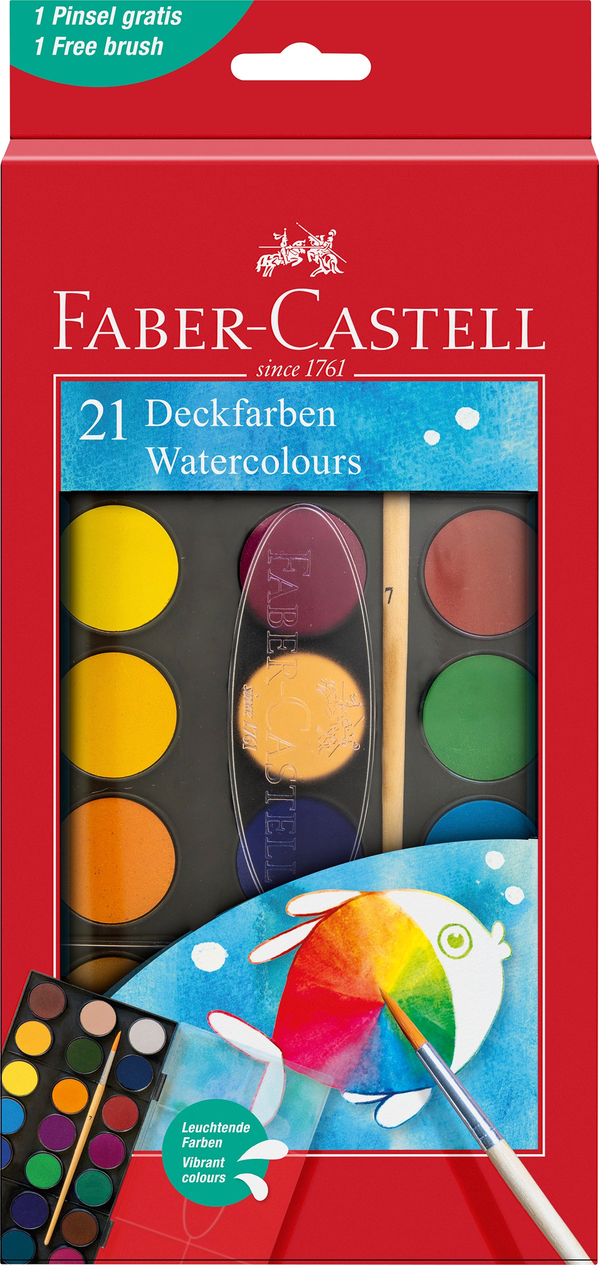 ACUARELE 21 CULORI 30MM + PENSULA 2023 FABER-CASTELL