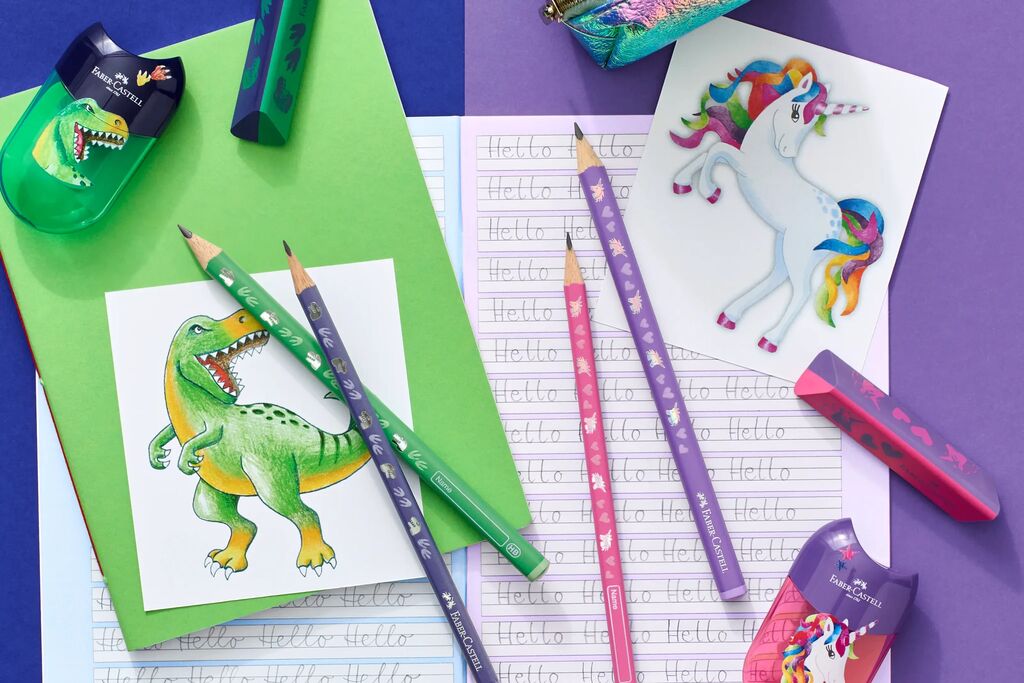 ASCUTITOARE PLASTIC DUBLA CU CONTAINER DINOZAURI FABER-CASTELL