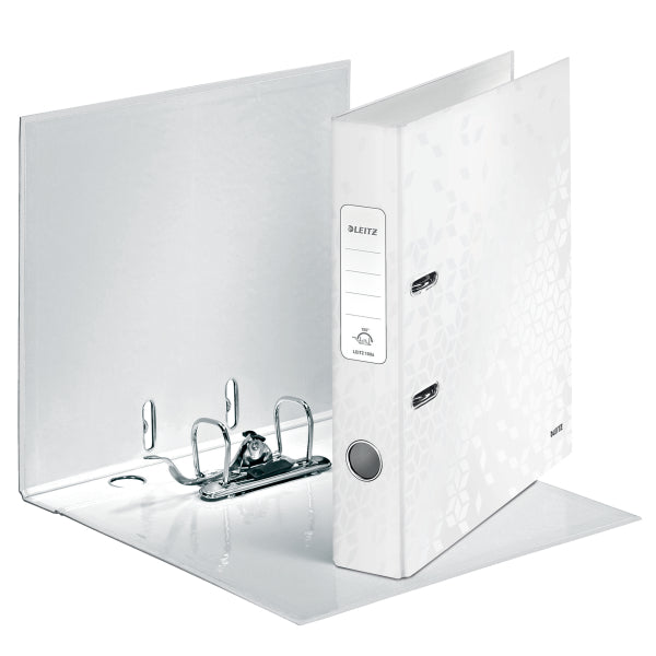 BIBLIORAFT PLASTIFIAT 5.2 CM ALB METALIZAT WOW LEITZ