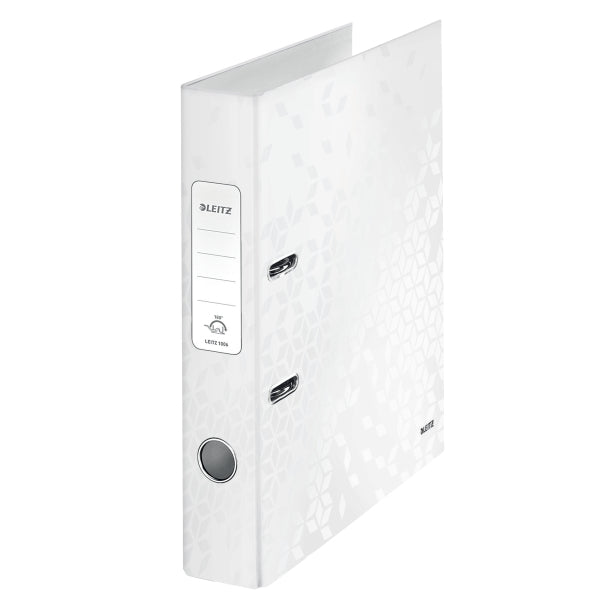 BIBLIORAFT PLASTIFIAT 5.2 CM ALB METALIZAT WOW LEITZ