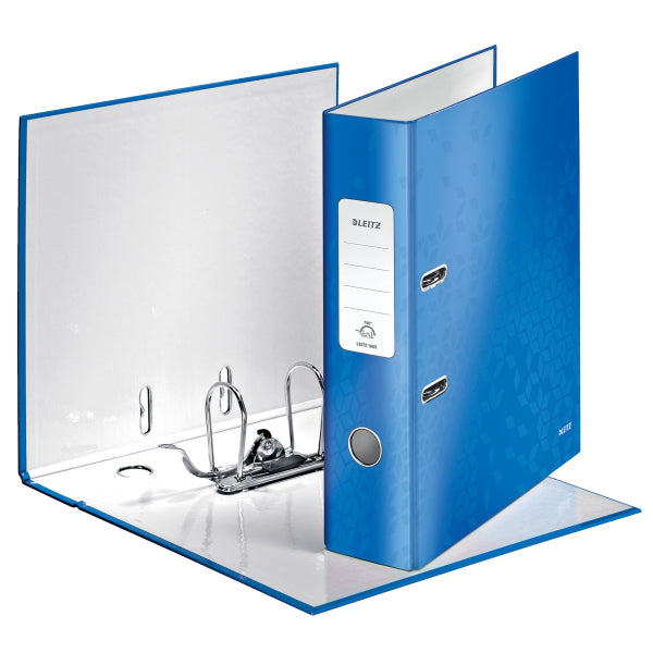 BIBLIORAFT PLASTIFIAT 8CM ALBASTRU METALIZAT WOW LEITZ