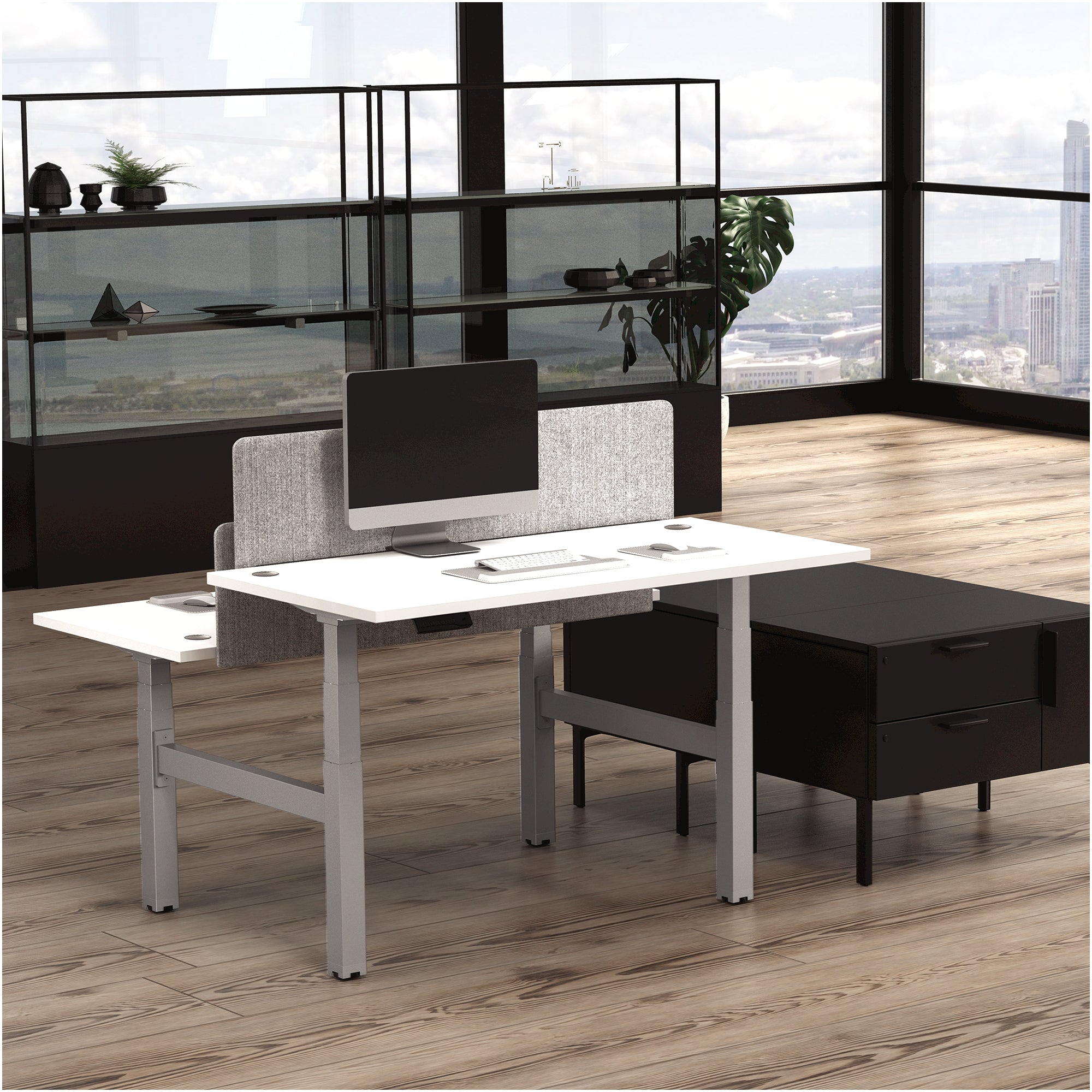 BIROU CU INALTIME REGLABILA(DOAR STRUCTURA) FACE TO FACE GRI CAMBIO FELLOWES