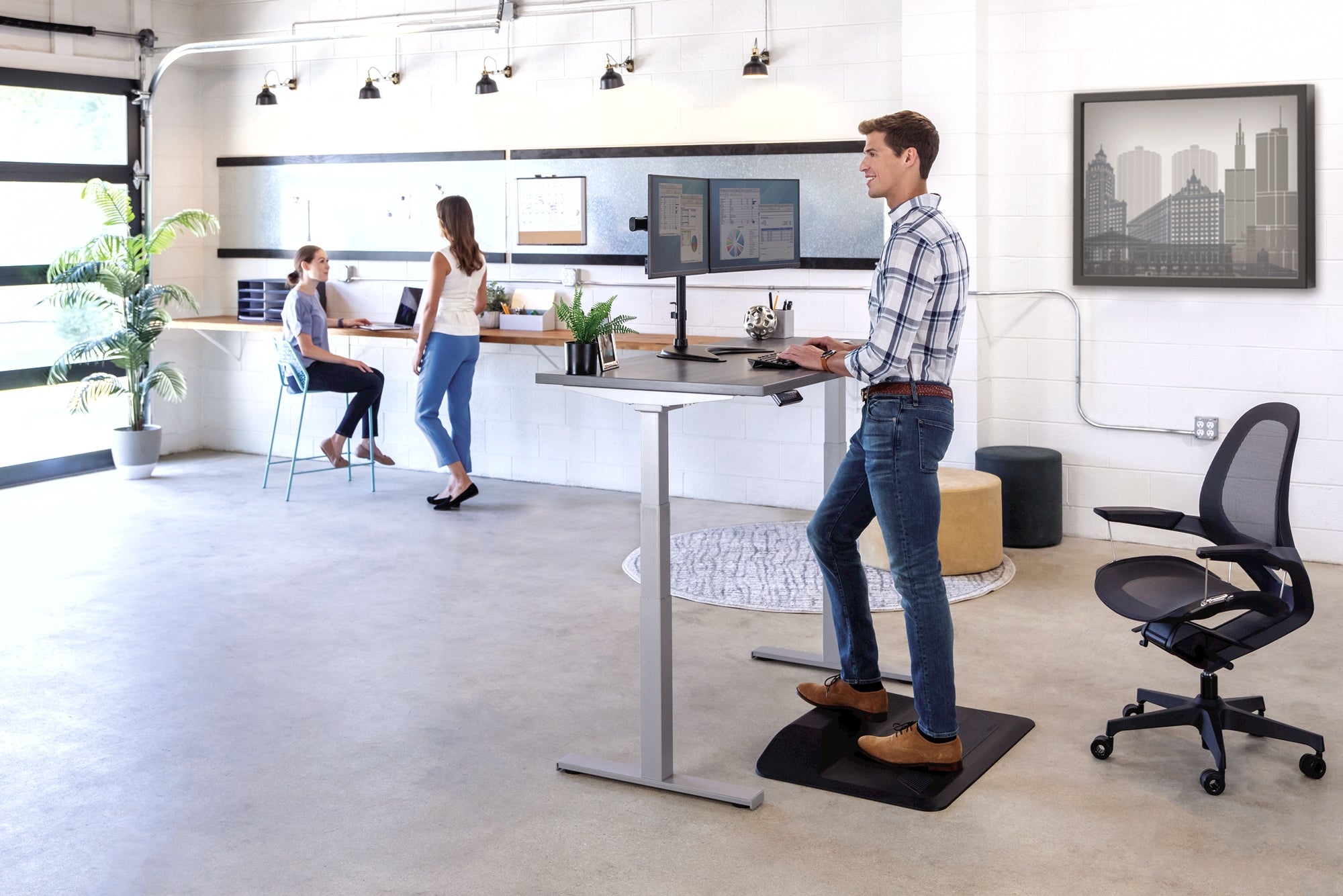 BIROU CU INALTIME REGLABILA(DOAR STRUCTURA) GRI CAMBIO FELLOWES