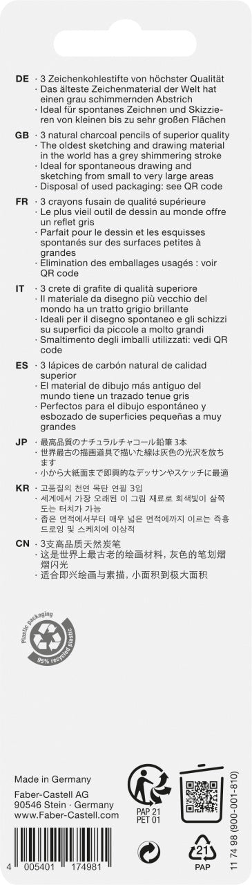 BLISTER 3 BUC CREION CARBUNE NATURAL PITT MONOCHROME S,M,H FABER