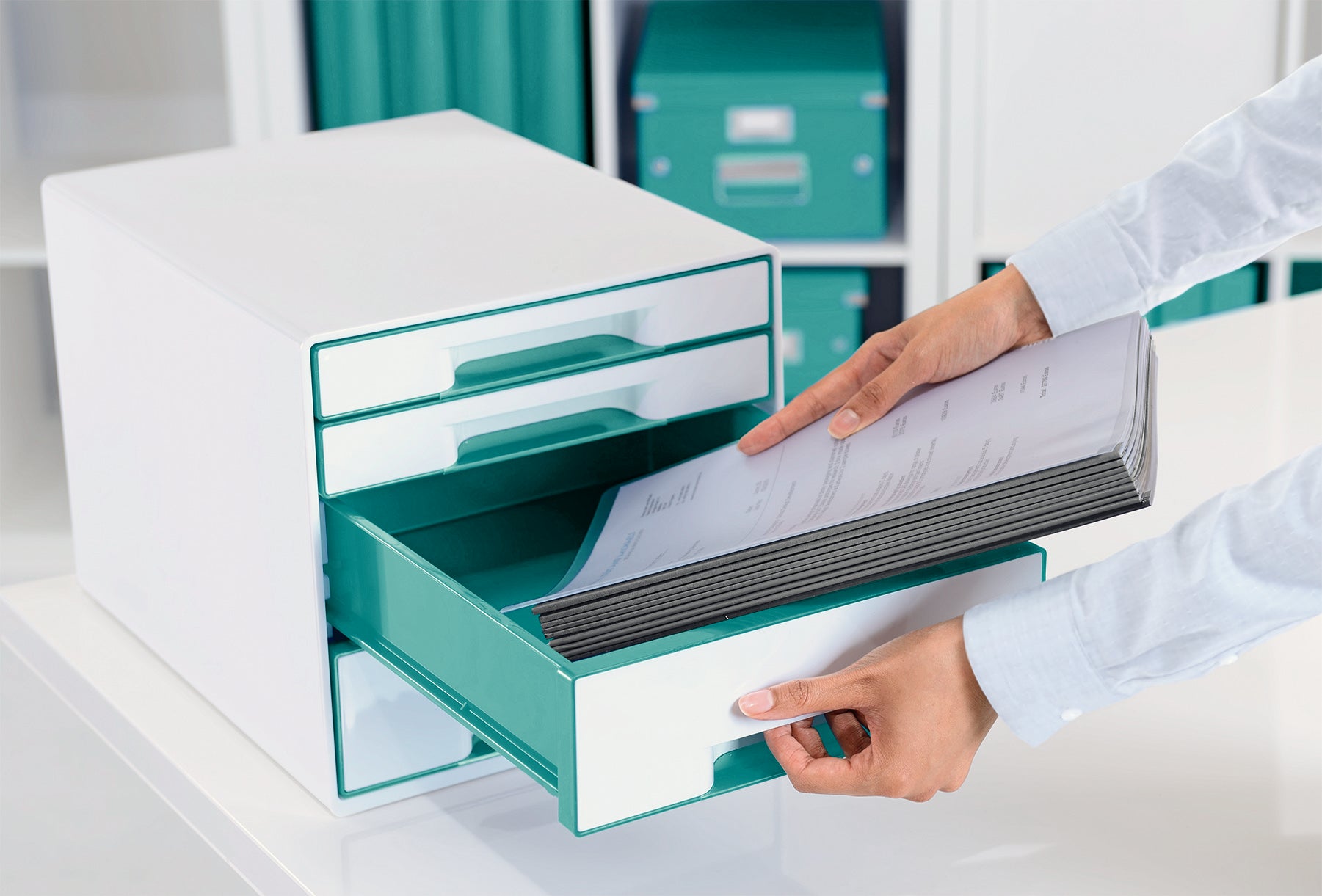 CABINET 4 SERTARE TURCOAZ/ALBASTRU WOW LEITZ