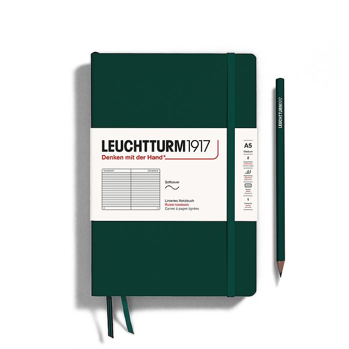 CAIET A5 DICTANDO COPERTA FLEXIBILA VERDE PADURE LEUCHTTURM