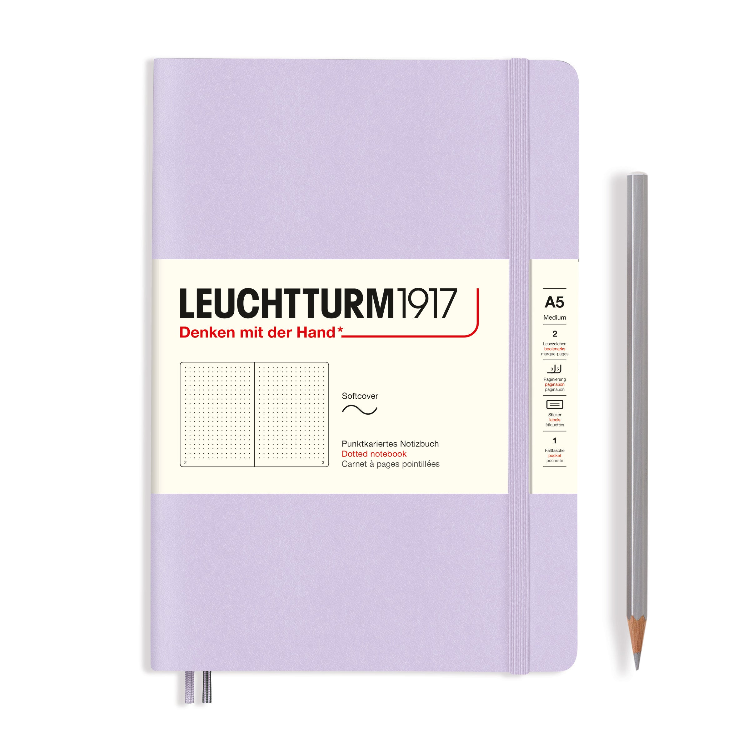 CAIET A5 PUNCTAT COPERTA FLEXIBILA LILA LEUCHTTURM
