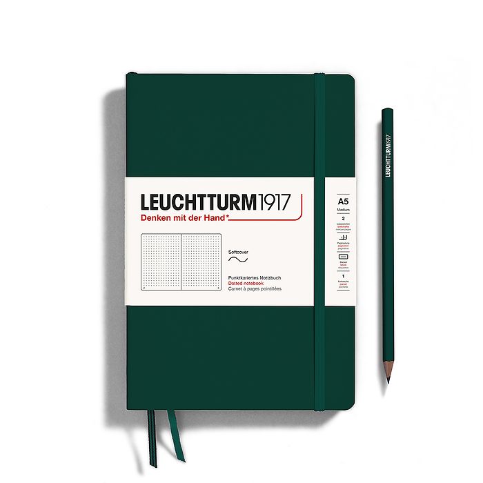 CAIET A5 PUNCTAT COPERTA FLEXIBILA VERDE PADURE LEUCHTTURM