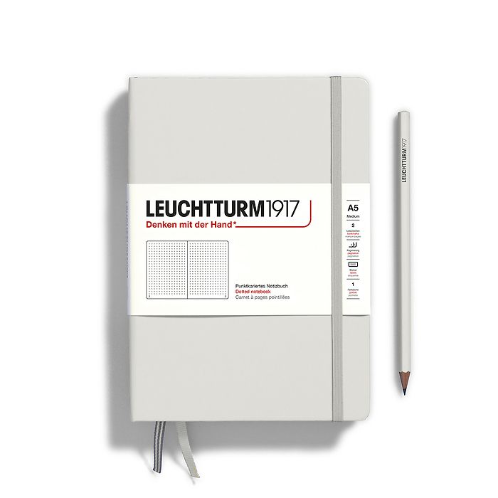 CAIET A5 PUNCTAT COPERTA RIGIDA GRI DESCHIS LEUCHTTURM