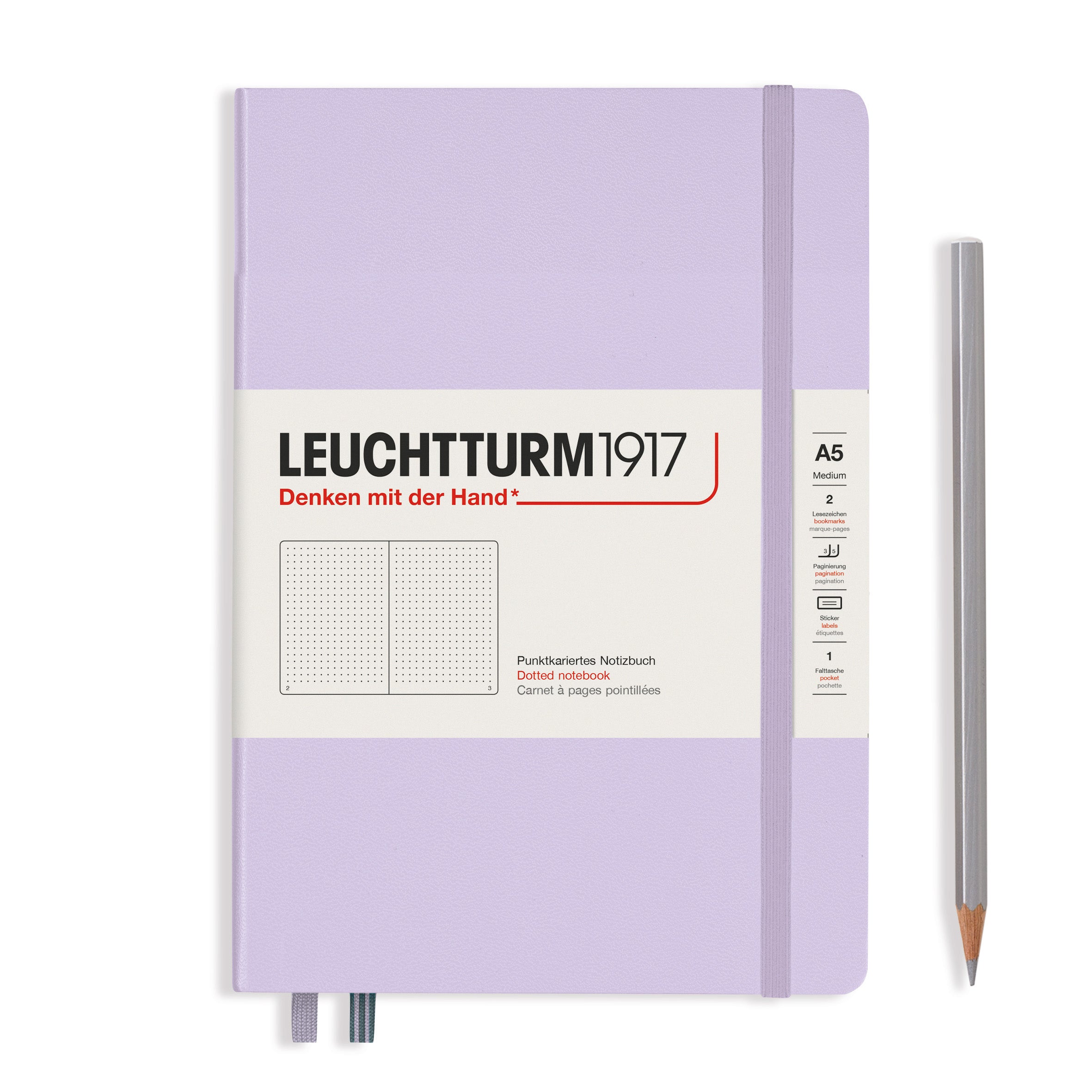 CAIET A5 PUNCTAT COPERTA RIGIDA LILA LEUCHTTURM