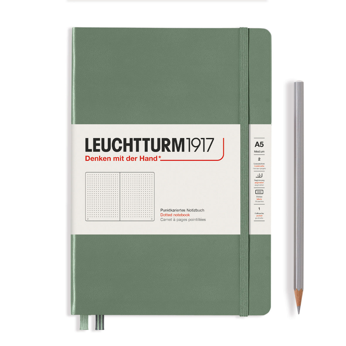 CAIET A5 PUNCTAT COPERTA RIGIDA OLIVE LEUCHTTURM
