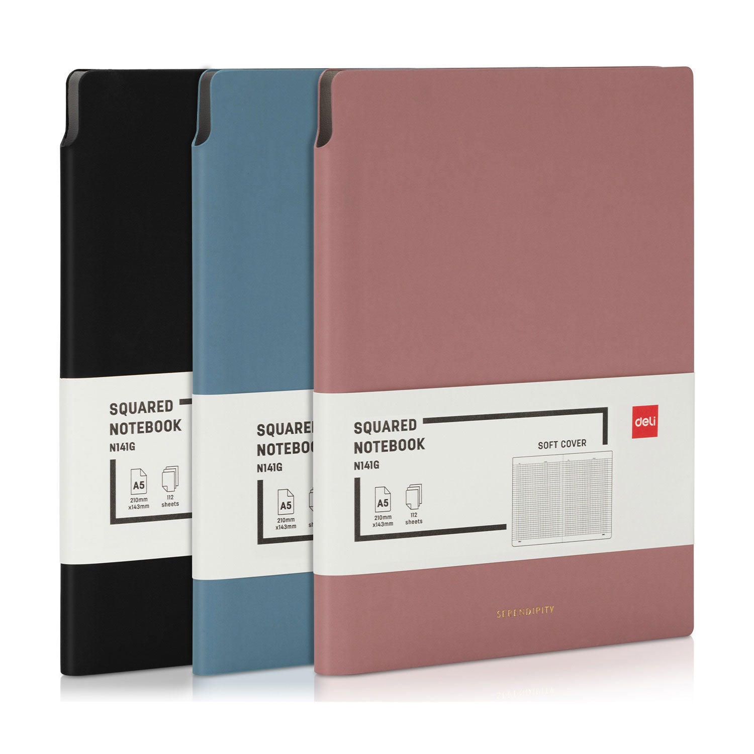 CAIET BIROU A5 112 FILE 80G ARITMETICA COPERTA PIELE NEGRU N141G DELI