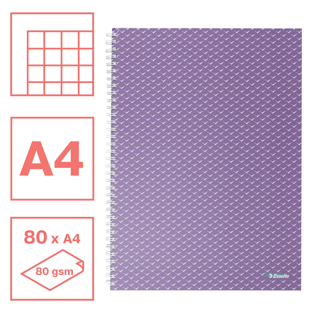 CAIET BIROU SPIRA A4 80 FILE ARITMETICA LAVANDA COPERTA CARTON COLOUR'BREEZE ESSELTE