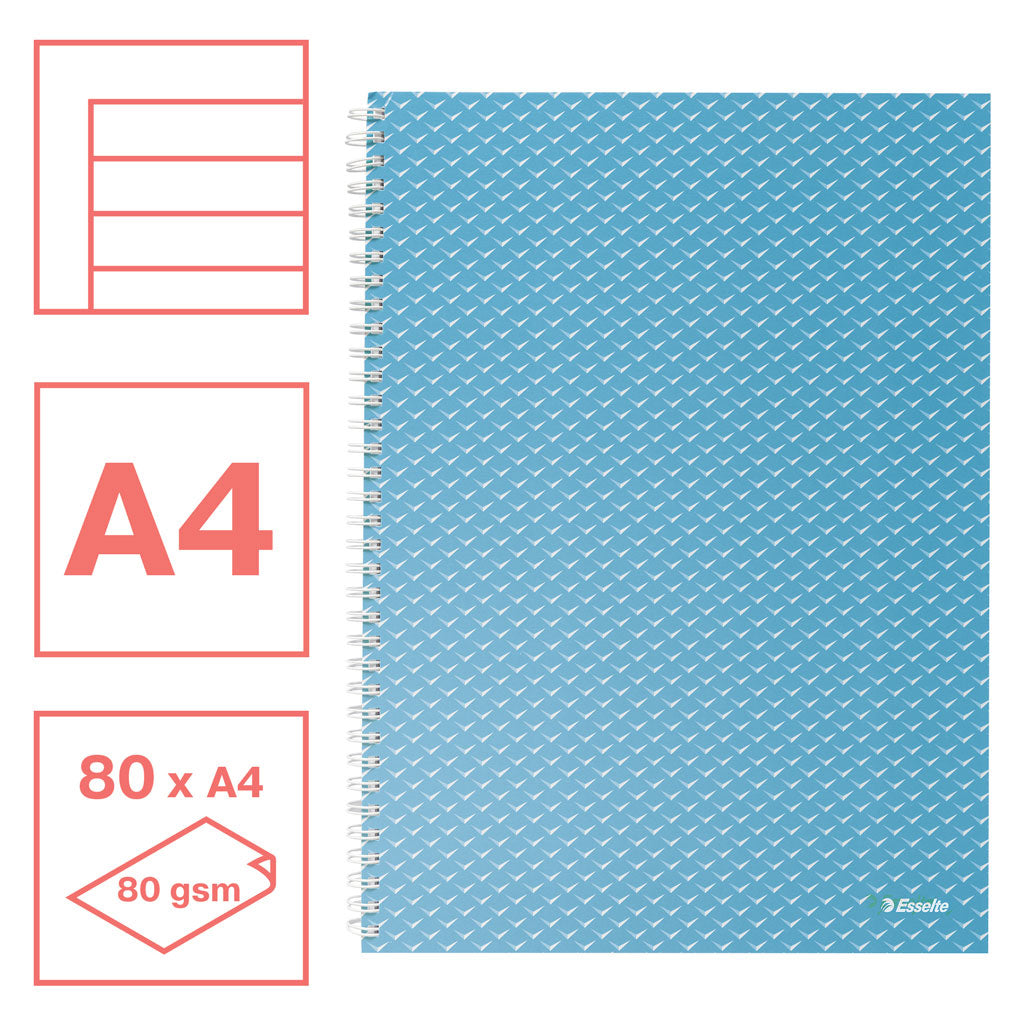 CAIET BIROU SPIRA A4 80 FILE DICTANDO ALBASTRU COPERTA CARTON COLOUR'BREEZE ESSELTE