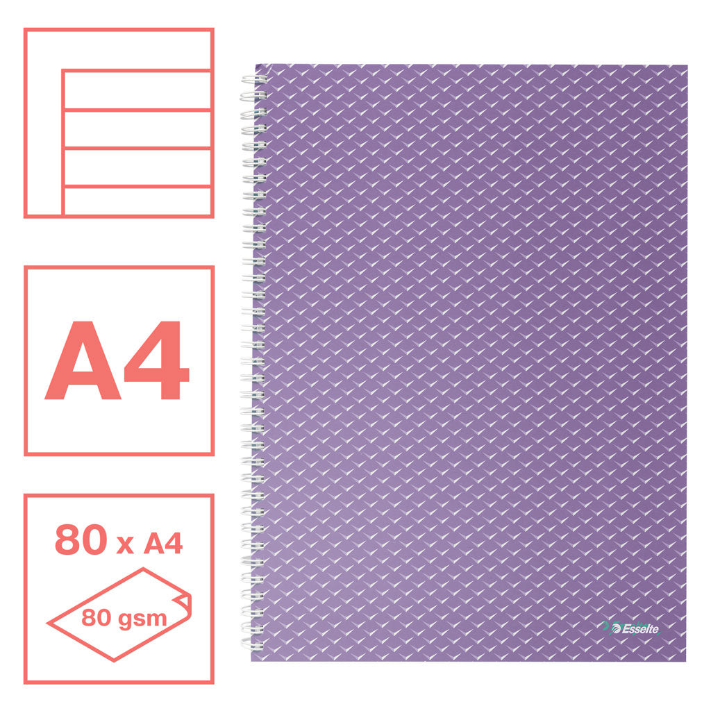 CAIET BIROU SPIRA A4 80 FILE DICTANDO LAVANDA COPERTA CARTON COLOUR'BREEZE ESSELTE