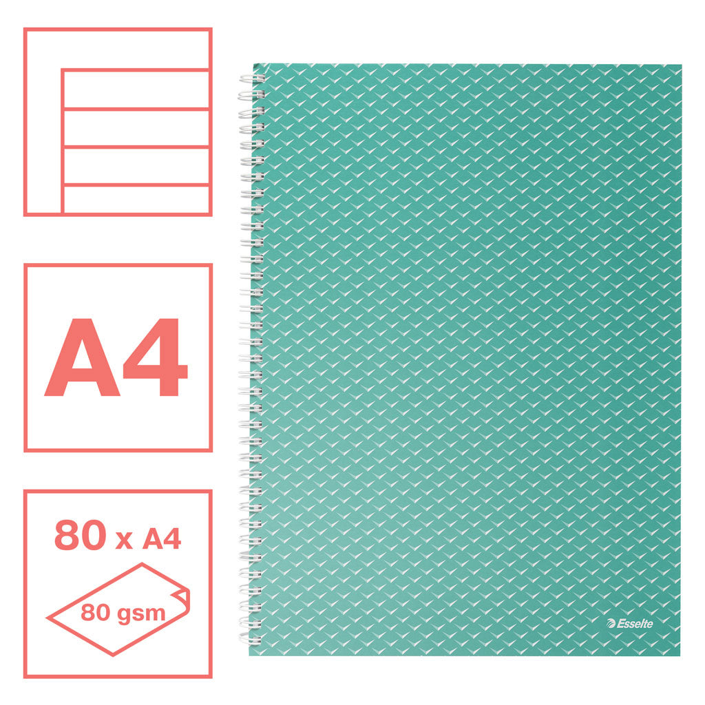 CAIET BIROU SPIRA A4 80 FILE DICTANDO VERDE COPERTA CARTON COLOUR'BREEZE ESSELTE