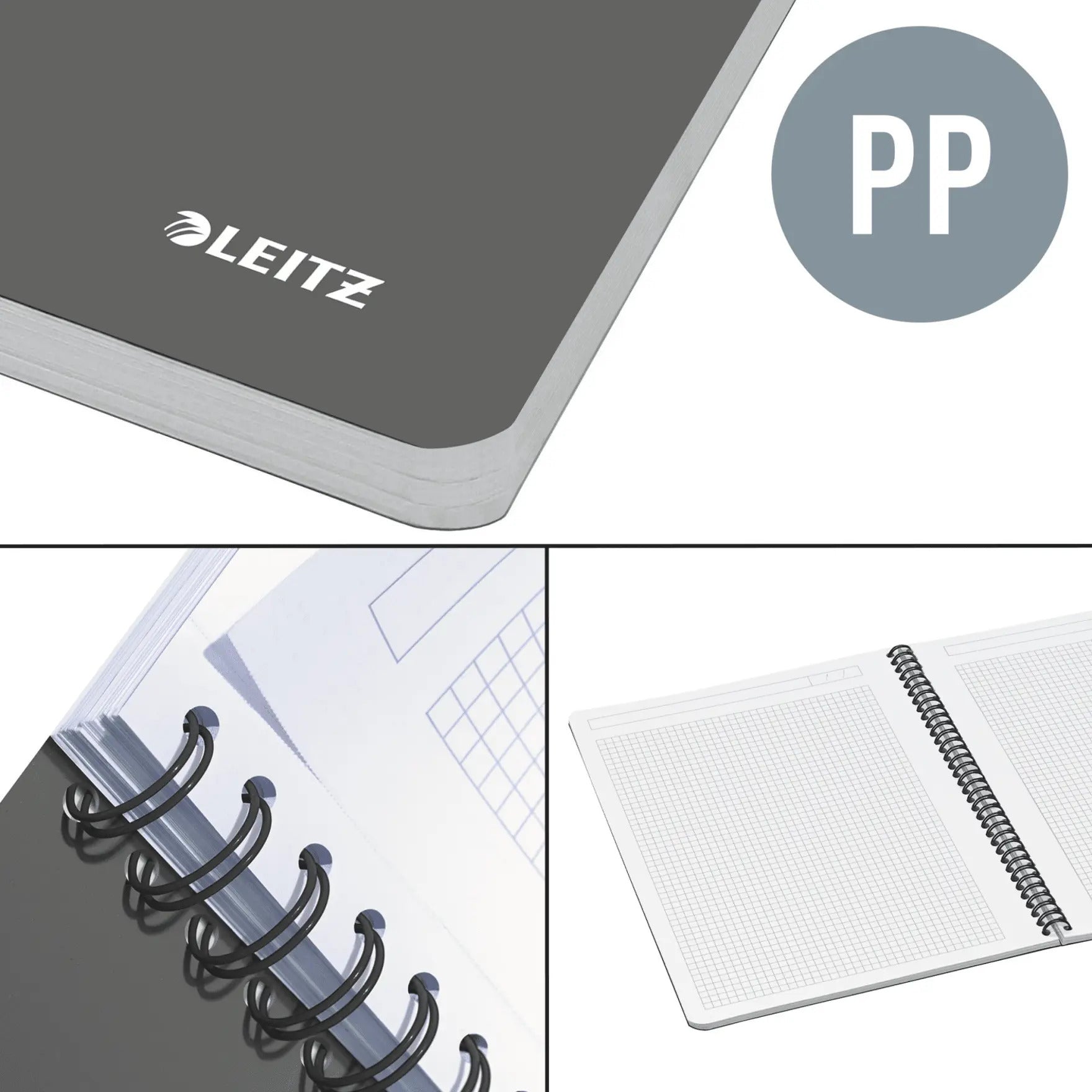 CAIET BIROU SPIRA A4 DICTANDO GRI COPERTA PP OFFICE LEITZ