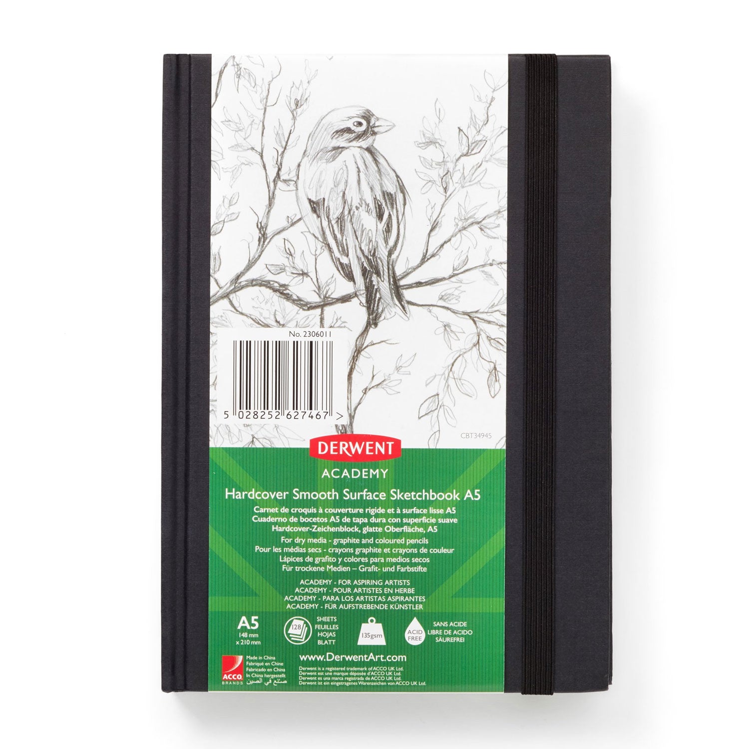 CAIET PENTRU SCHITE SI DESEN A5 128 FILE 135G COPERTA DURA ACADEMY DERWENT