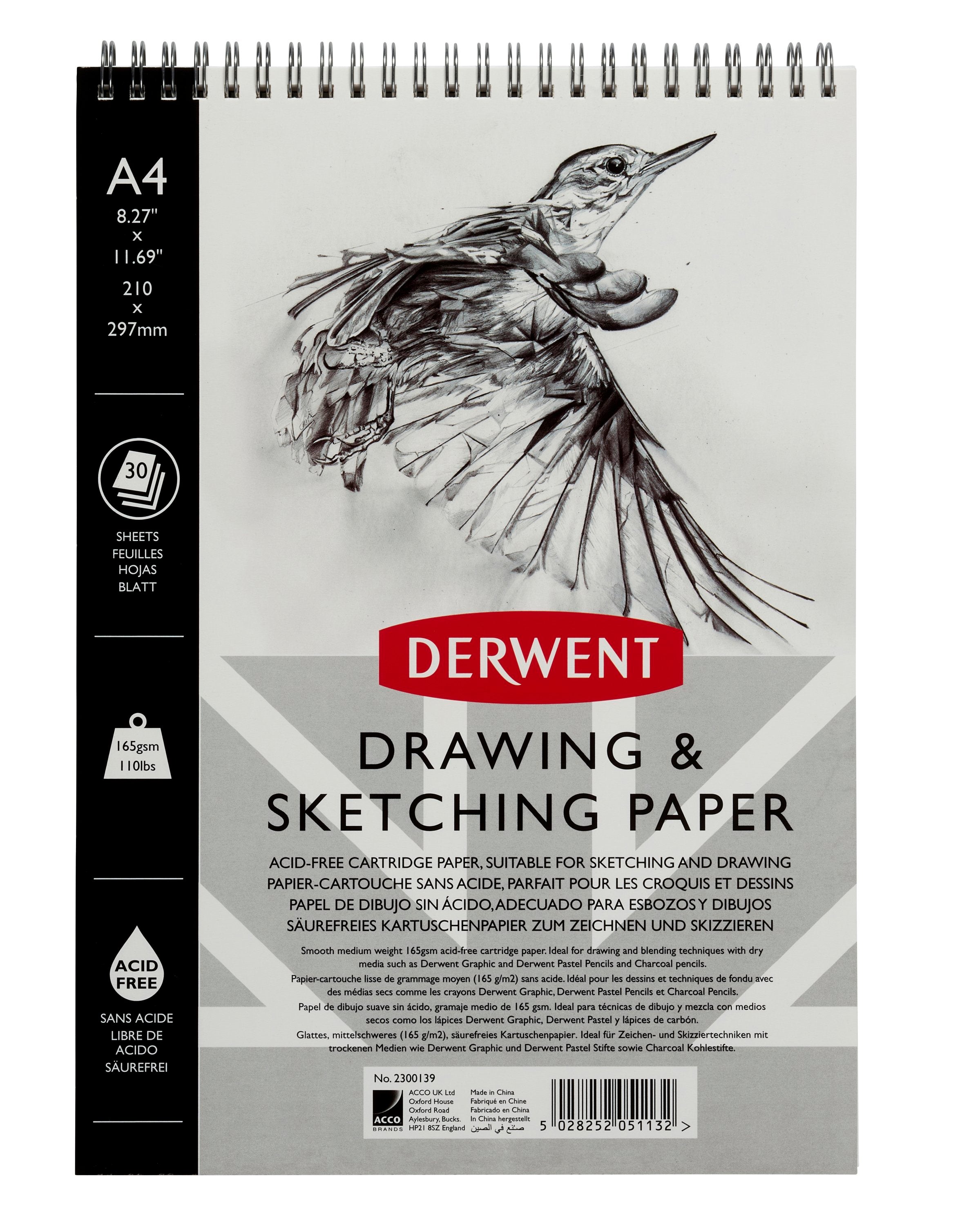 CAIET SPIRA PENTRU SCHITE SI DESEN A4 30 FILE 165G PROFESSIONAL DERWENT