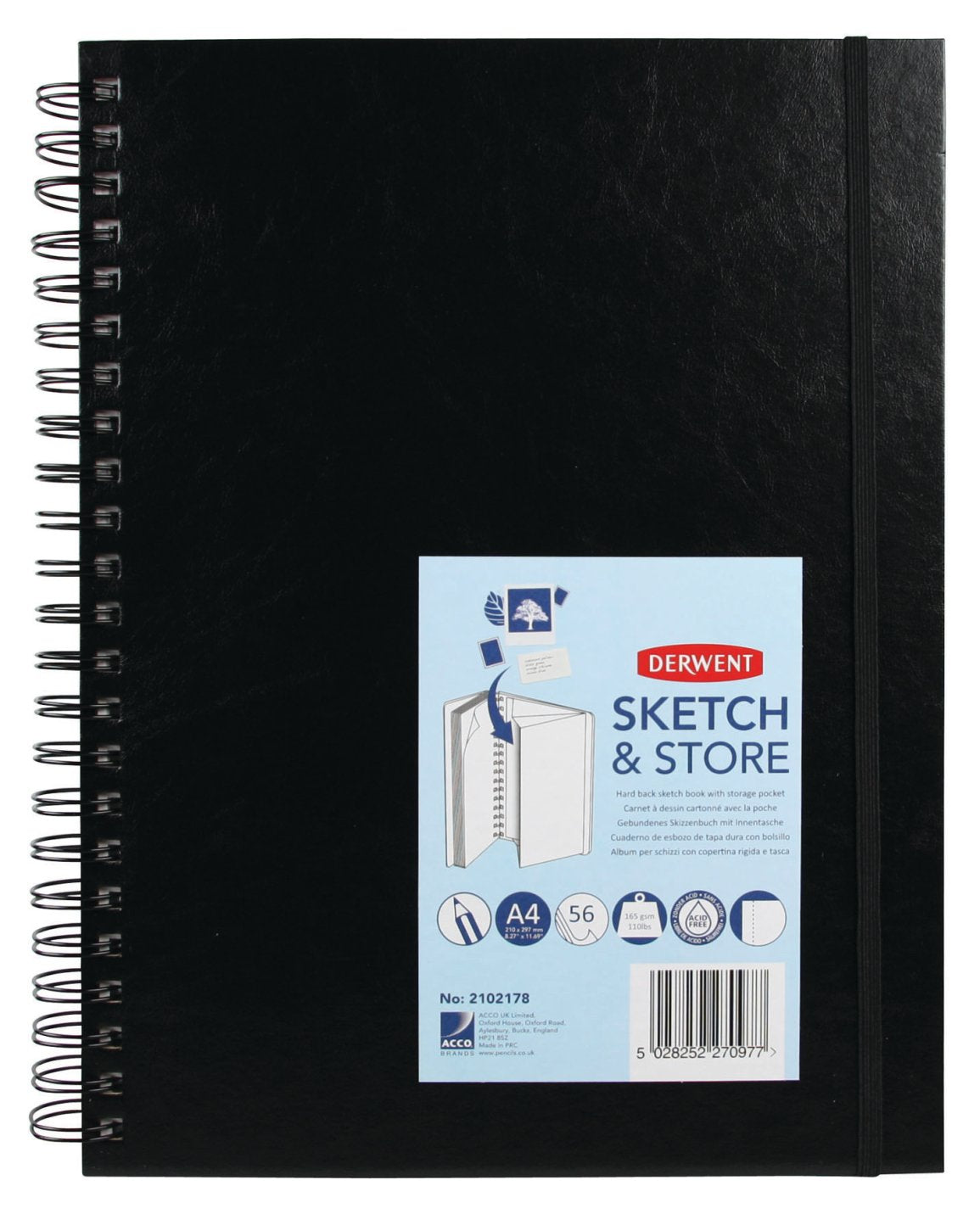 CAIET SPIRA PENTRU SCHITE SI DESEN A4 56 FILE 165G CU MAPA PROFESSIONAL DERWENT