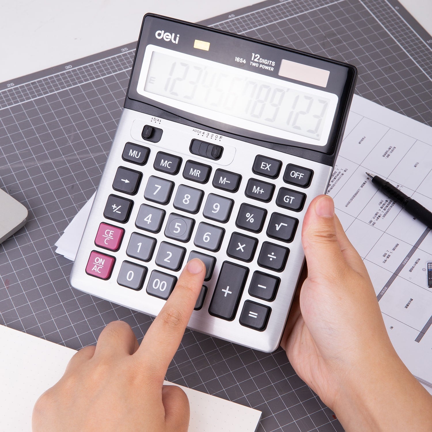 CALCULATOR BIROU 12DIG METAL 1654 DELI