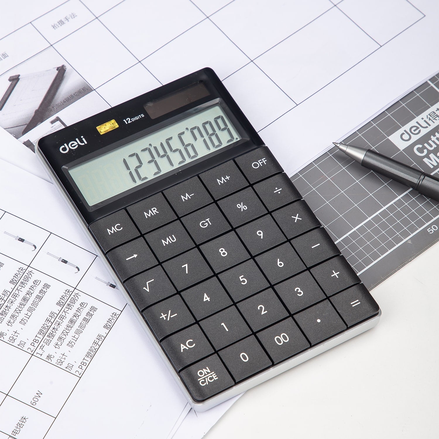 CALCULATOR BIROU 12DIG MODERN NEGRU DELI