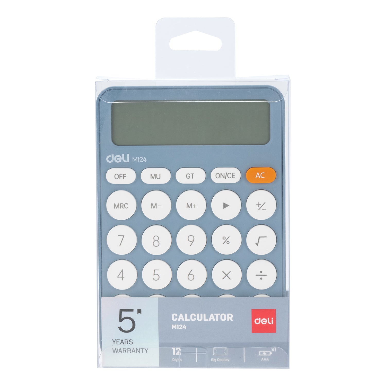 CALCULATOR BIROU 12DIG PLASTIC FASHION EM124 BLEU DELI