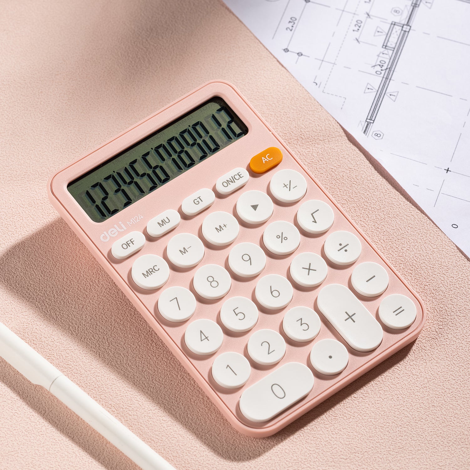 CALCULATOR BIROU 12DIG PLASTIC FASHION EM124 ROZ DELI