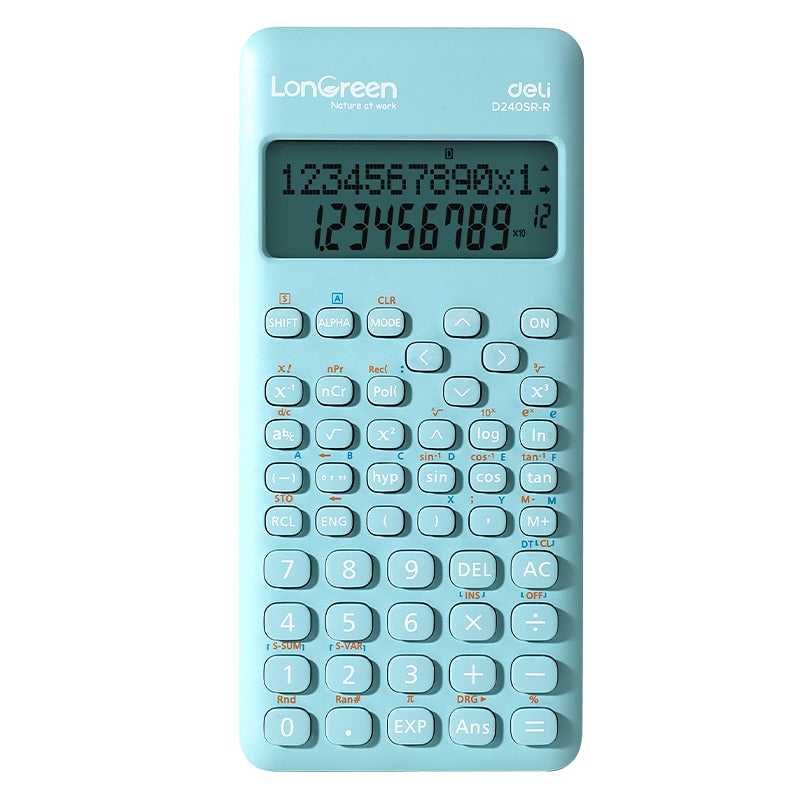 CALCULATOR STIINTIFIC 12DIG 240F BLEU LONGREEN PLASTIC RECICLAT DELI