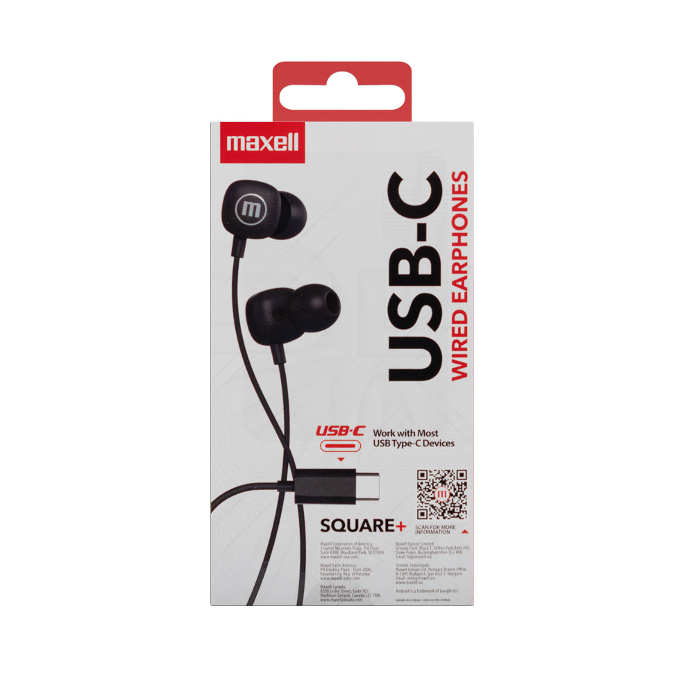 CASTI AUDIO CU FIR SI MICROFON SQUARE USB-C NEGRE MAXELL