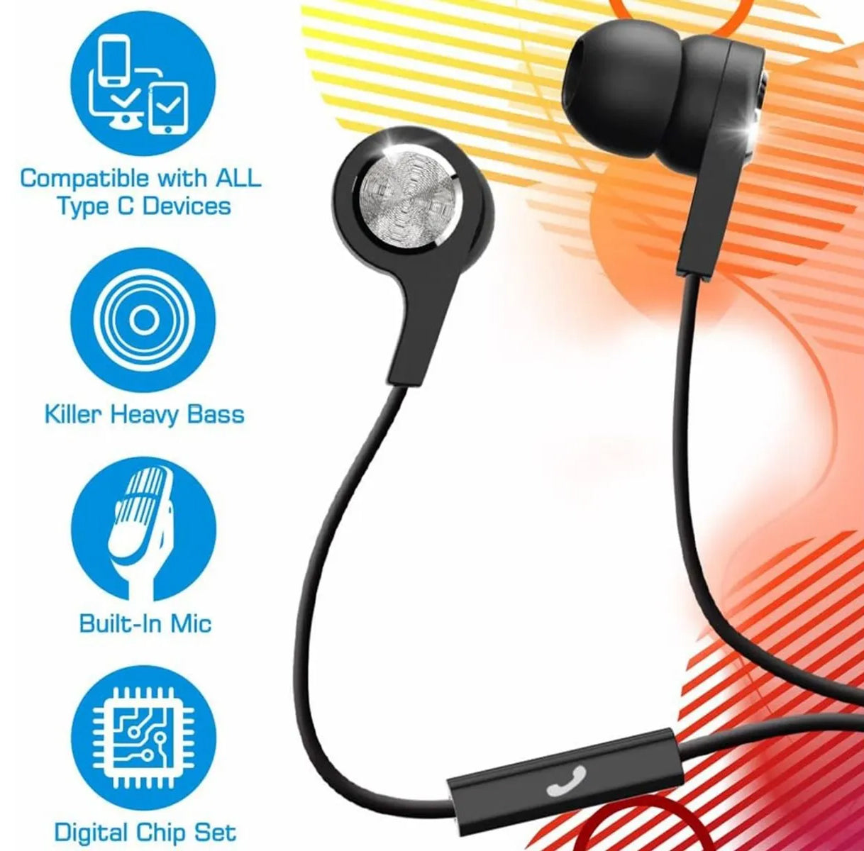 CASTI AUDIO CU FIR SI MICROFON SQUARE USB-C NEGRE MAXELL