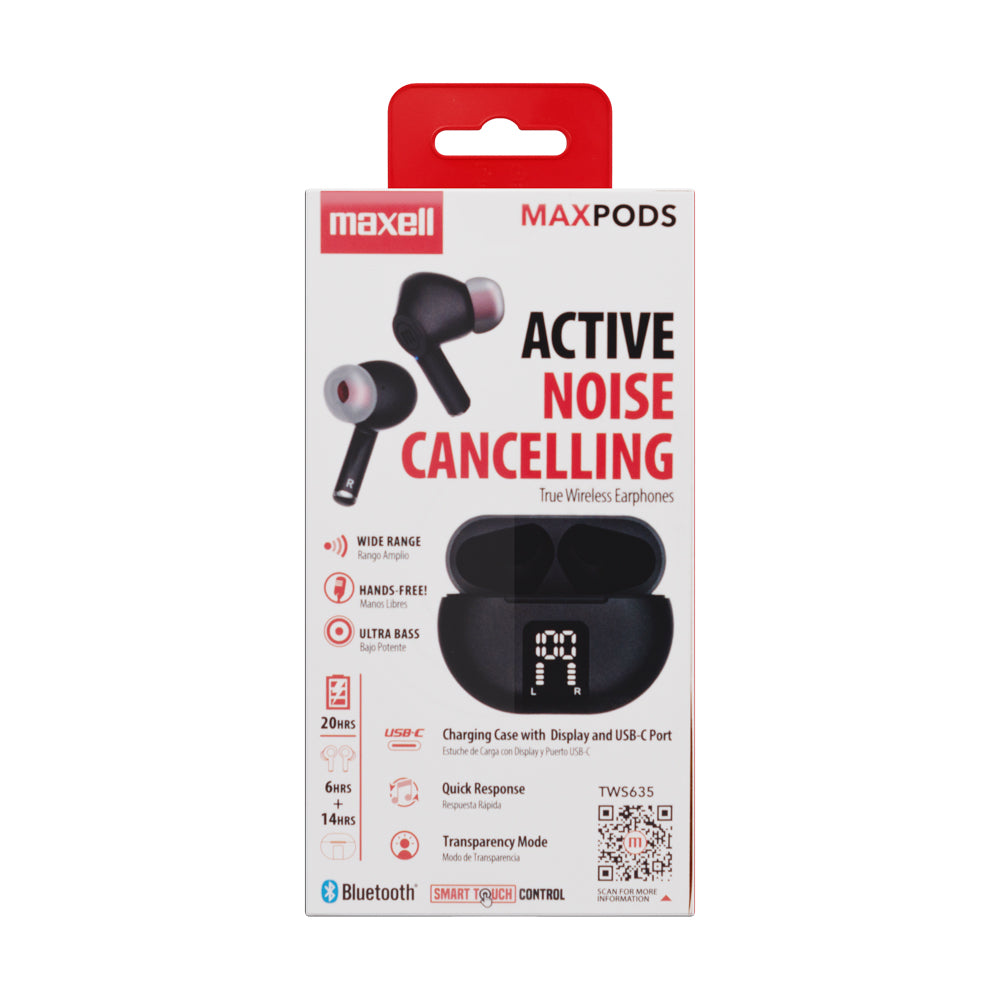 CASTI FARA FIR BLUETOOTH TWS MAXPODS TIP EARBUDS NEGRE MAXELL