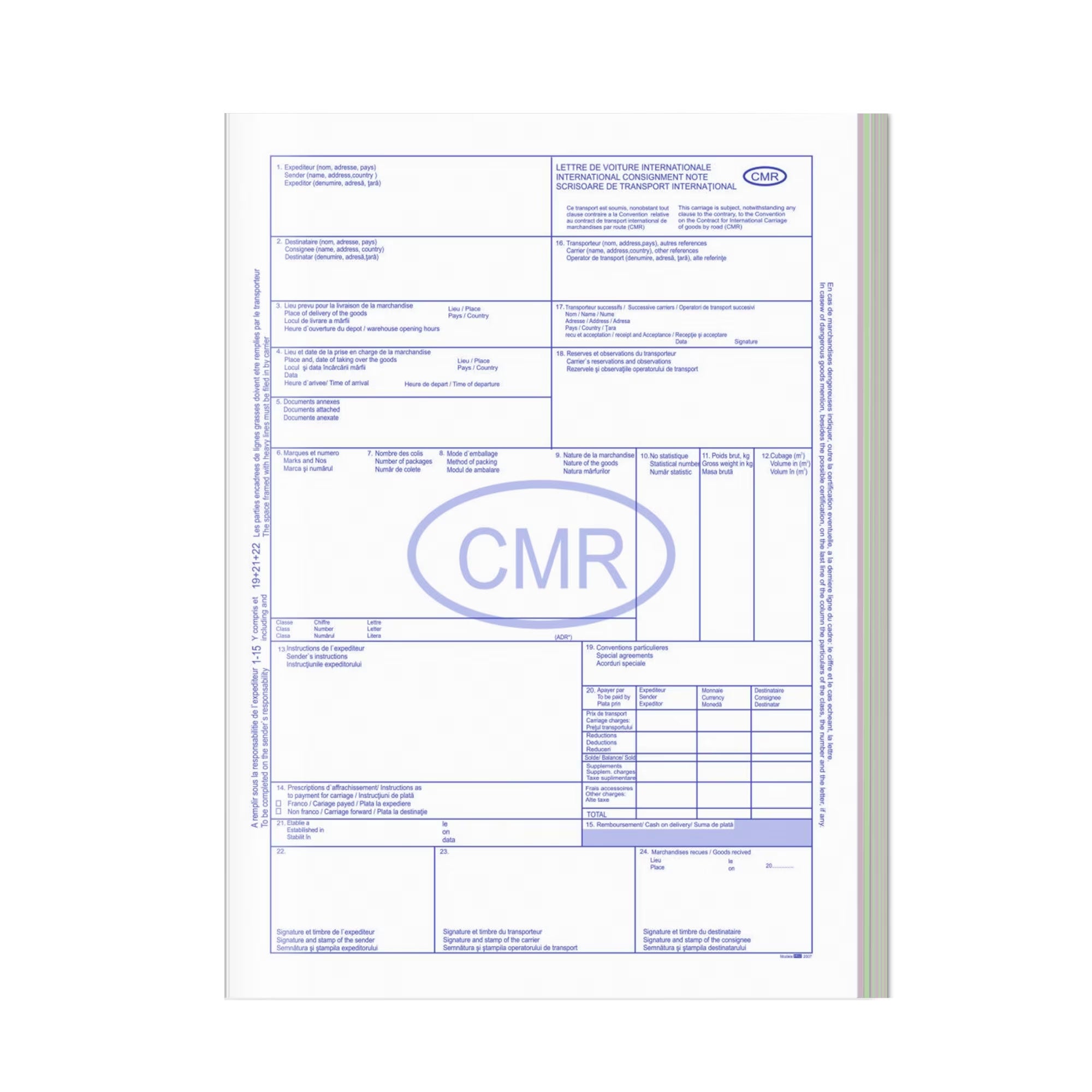 CMR TRANSPORT MARFA IN TRAFIC INTERNATIONAL 5 EX