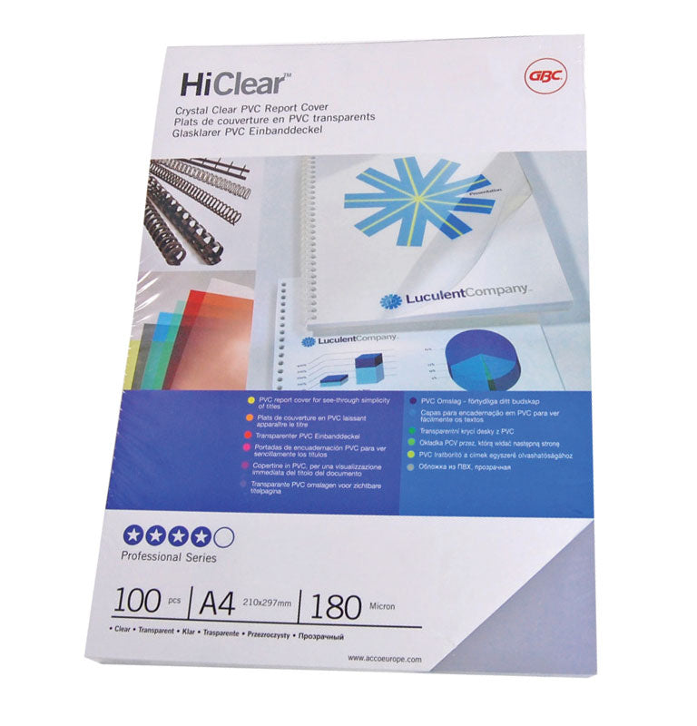 COPERTI PLASTIC A4 150 MICRONI TRANSPARENTE 100/TOP GBC