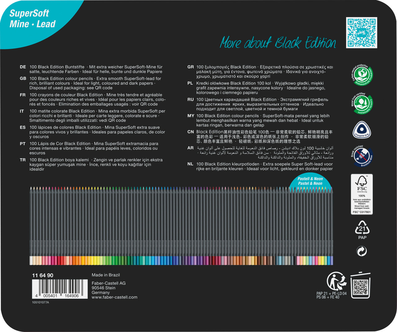 CREIOANE COLORATE 100 CULORI BLACK EDITION CUTIE METAL FABER-CASTELL