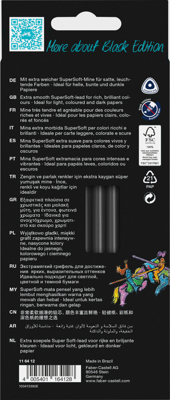CREIOANE COLORATE 12 CULORI BLACK EDITION FABER-CASTELL