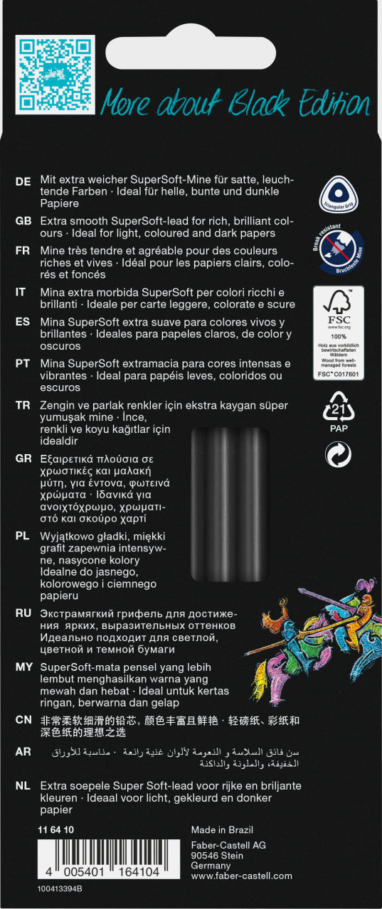 CREIOANE COLORATE 12 CULORI PASTEL+ NEON BLACK EDITION FABER-CASTELL