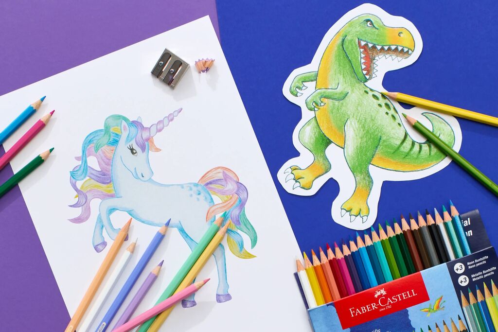 CREIOANE COLORATE 18+6 CULORI DINOZAURI FABER-CASTELL