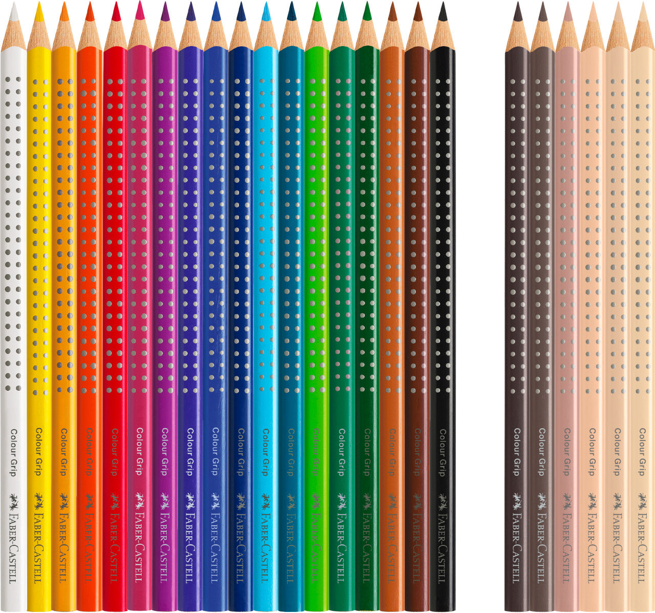 CREIOANE COLORATE 18+6 CULORI + TONURILE PIELII GRIP 2001 FABER-CASTELL