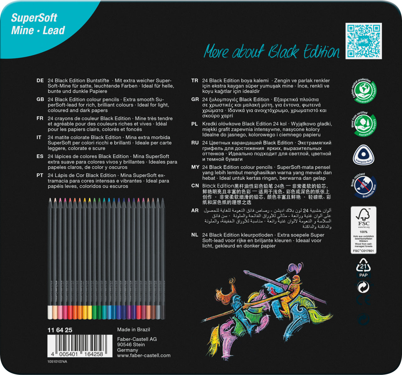 CREIOANE COLORATE 24 CULORI BLACK EDITION CUTIE METAL FABER-CASTELL