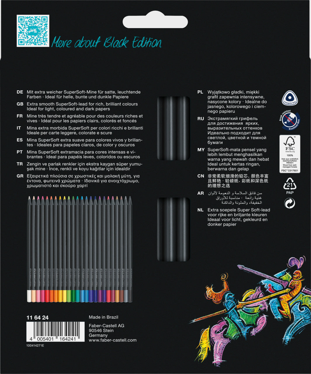 CREIOANE COLORATE 24 CULORI BLACK EDITION FABER-CASTELL