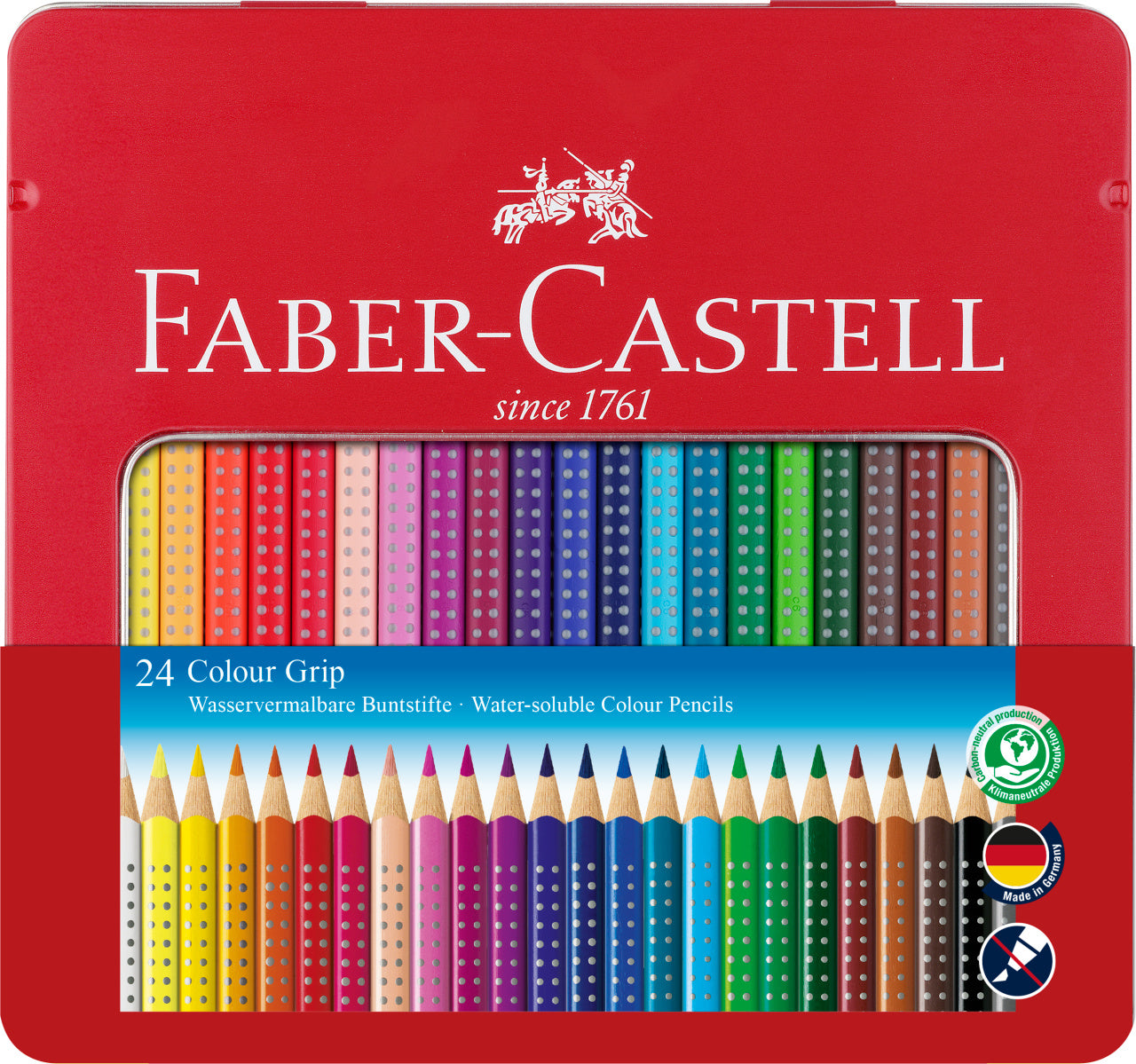 CREIOANE COLORATE 24 CULORI CUTIE METAL GRIP 2001 FABER-CASTELL