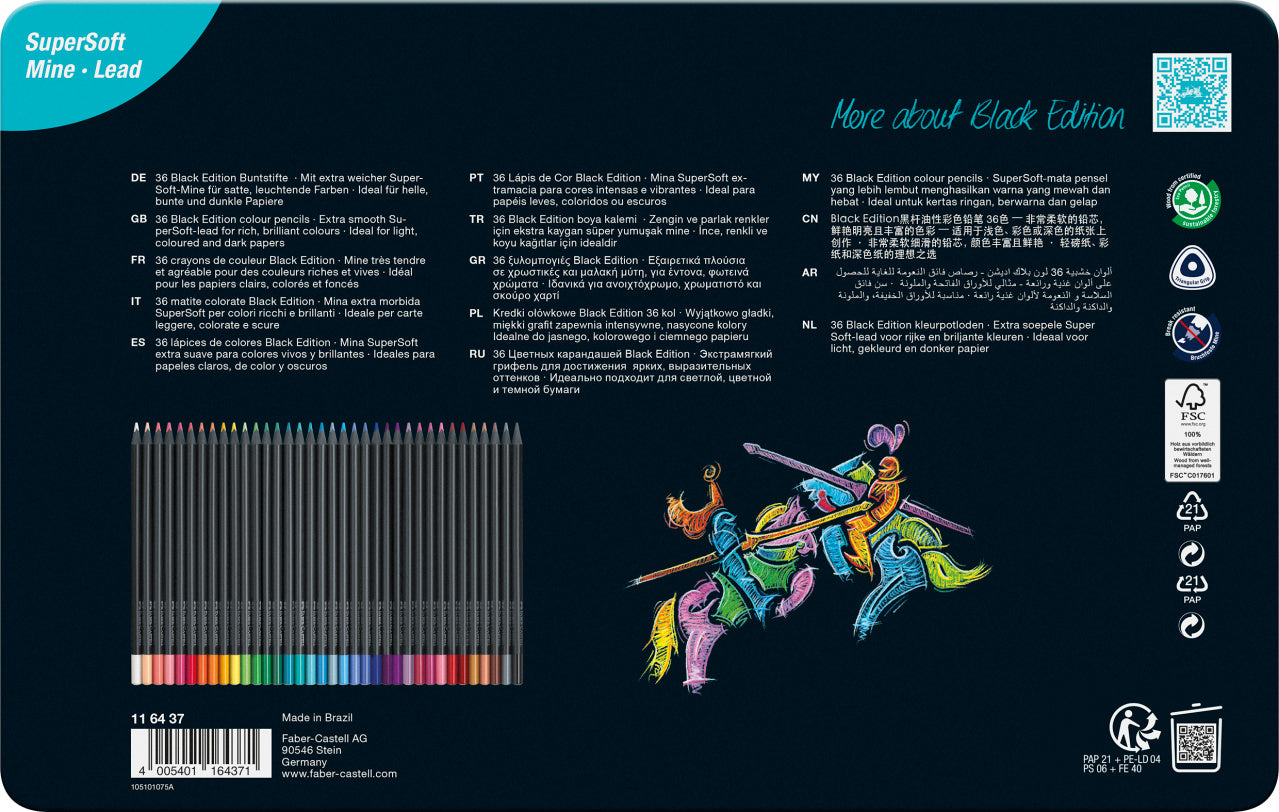 CREIOANE COLORATE 36 CULORI BLACK EDITION CUTIE METAL FABER-CASTELL