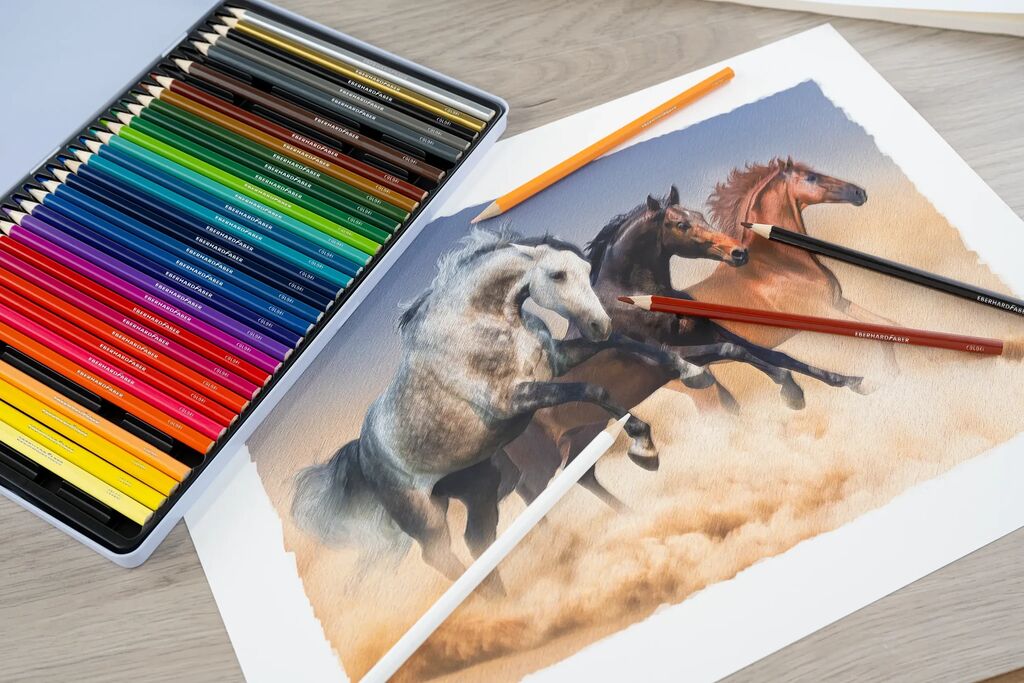 CREIOANE COLORATE 36 CULORI CUTIE METAL EBERHARD FABER