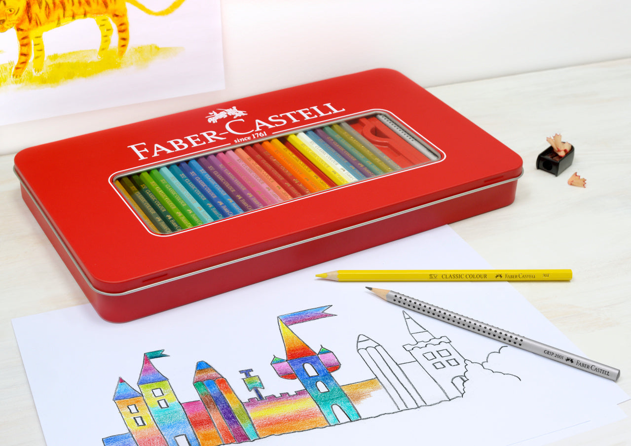 CREIOANE COLORATE 48 CULORI + 4 ACCESORII CUTIE METAL FABER-CAST