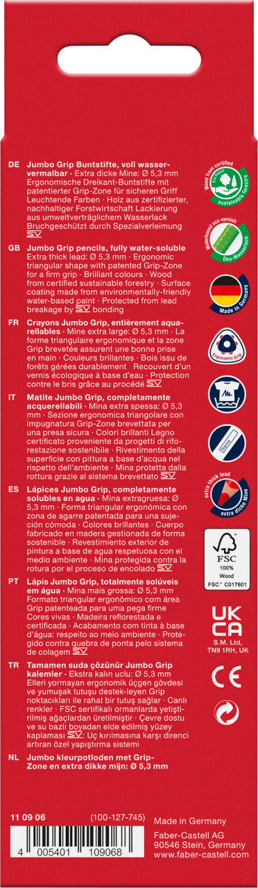 CREIOANE COLORATE 6 CULORI JUMBO GRIP FABER-CASTELL