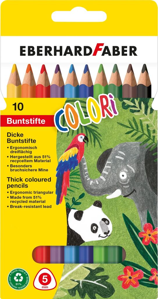 CREIOANE COLORATE PLASTIC JUMBO 10 CULORI EBERHARD FABER