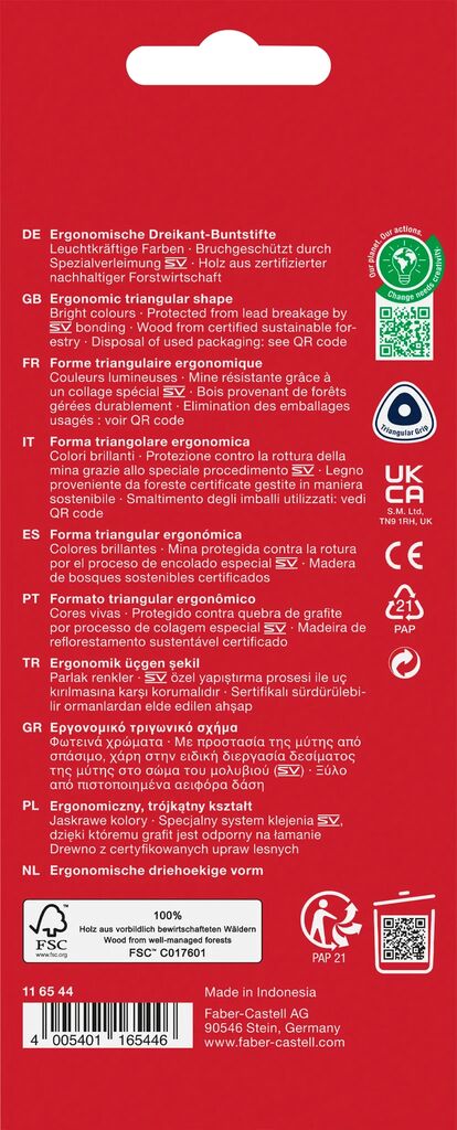 CREIOANE COLORATE TRIUNGHIULARE 24 CULORI ERGONOMICS FABER-CASTELL