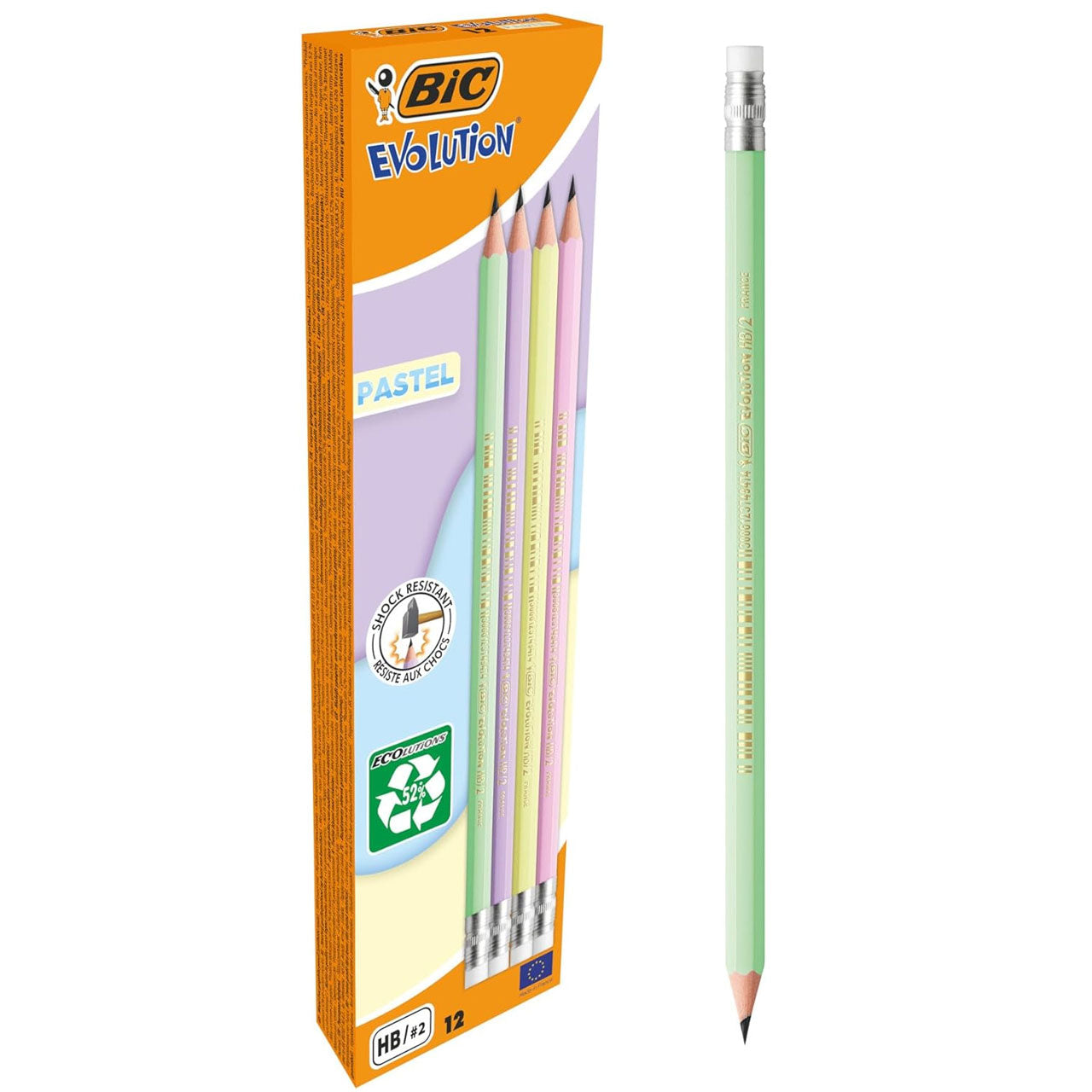 CREION GRAFIT HB CU GUMA ECO EVOLUTION PASTEL 12/CUT BIC
